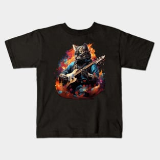 Ocelot Playing Guitar Kids T-Shirt